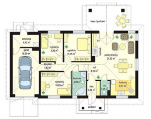 ANTEK wersja B z pojedynczym garażem paliwo stałe