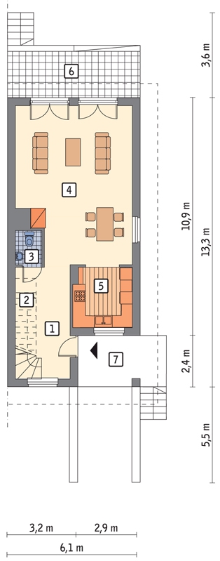 BCC203c Szczupły - wariant III (bliźniak, podpiwniczony)
