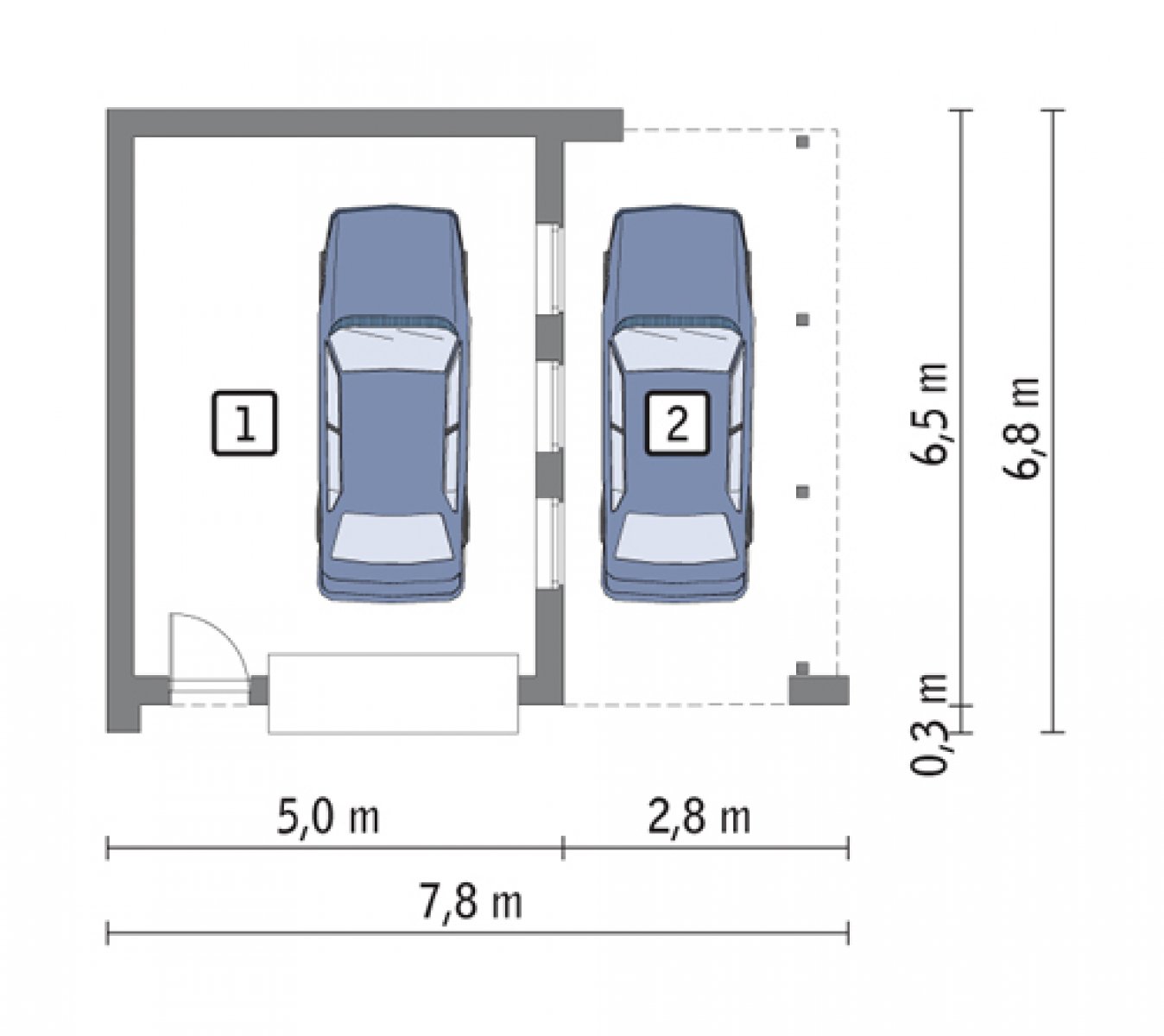 GC86 Garaż z wiatą garażową - rzut Parter
