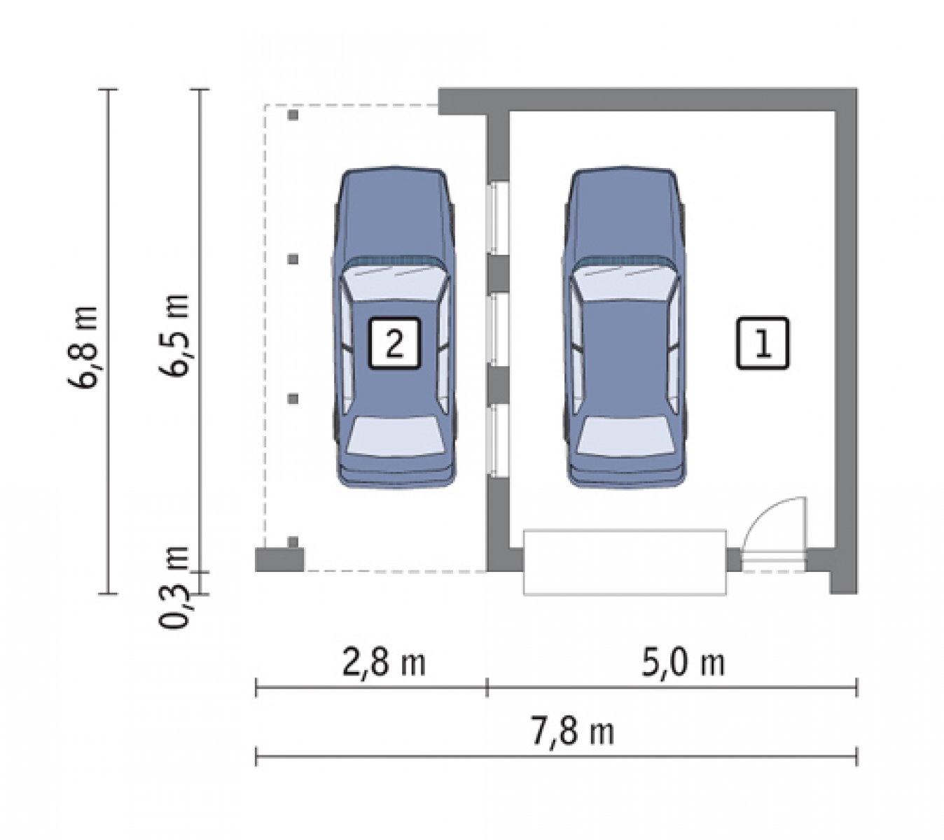 GC86 Garaż z wiatą garażową - rzut Parter