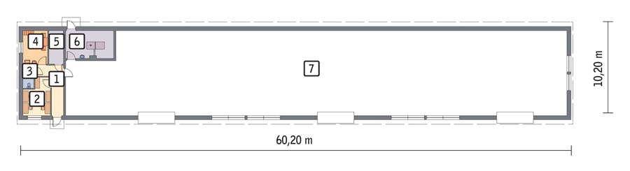 Magazyn z pomieszczeniami pomocniczymi