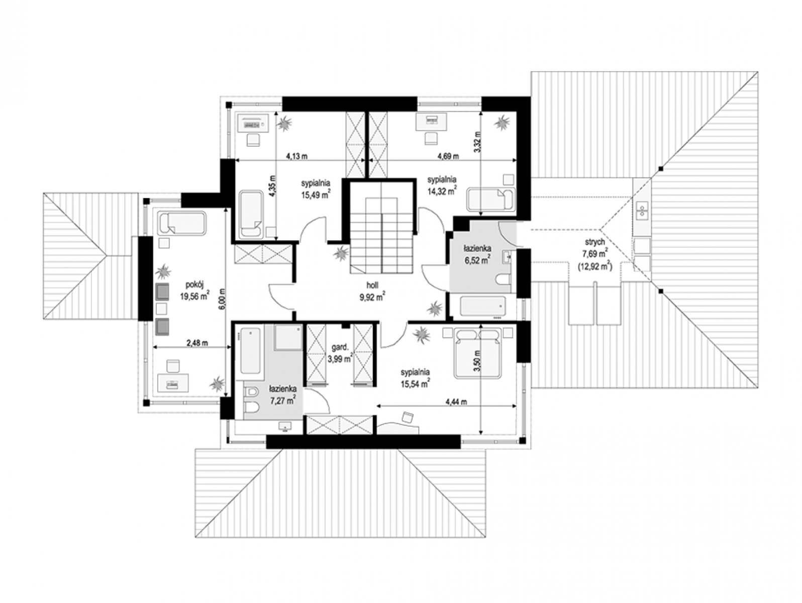 Dom z widokiem 3 wariant C - rzut Piętro