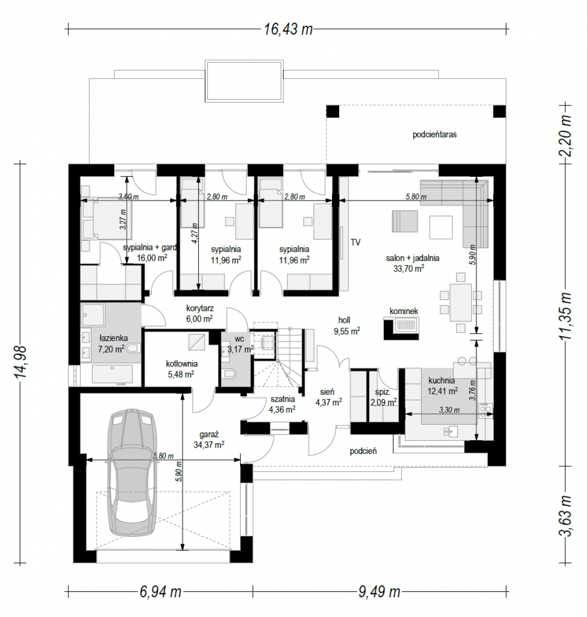 Parterowy 3 wariant B - rzut Parter
