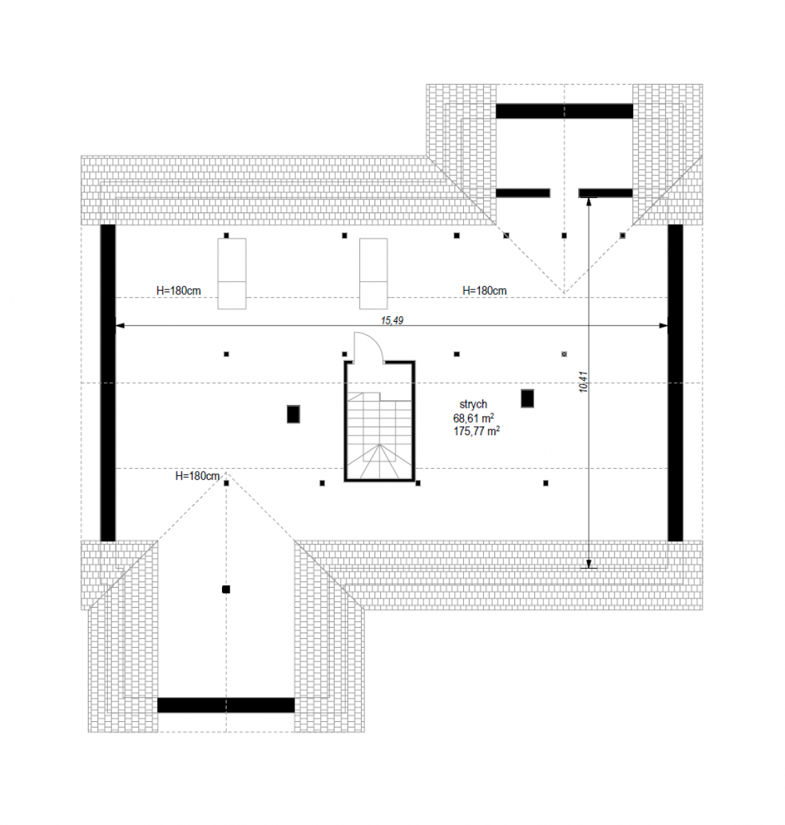 Parterowy 3 wariant B - rzut Strych