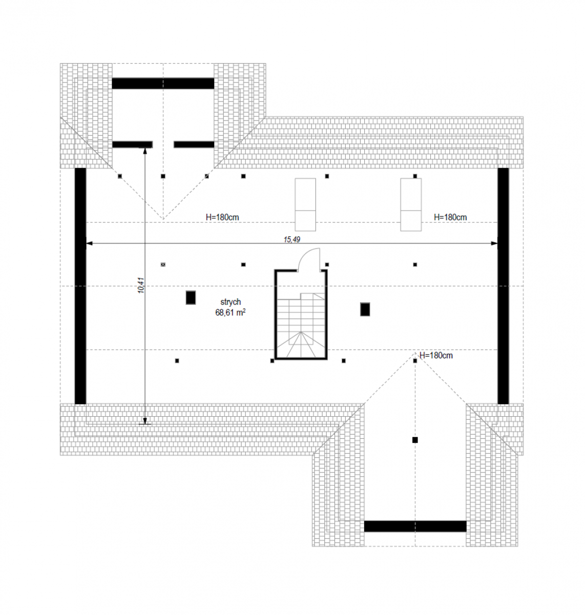 Parterowy 3 wariant B - rzut Strych