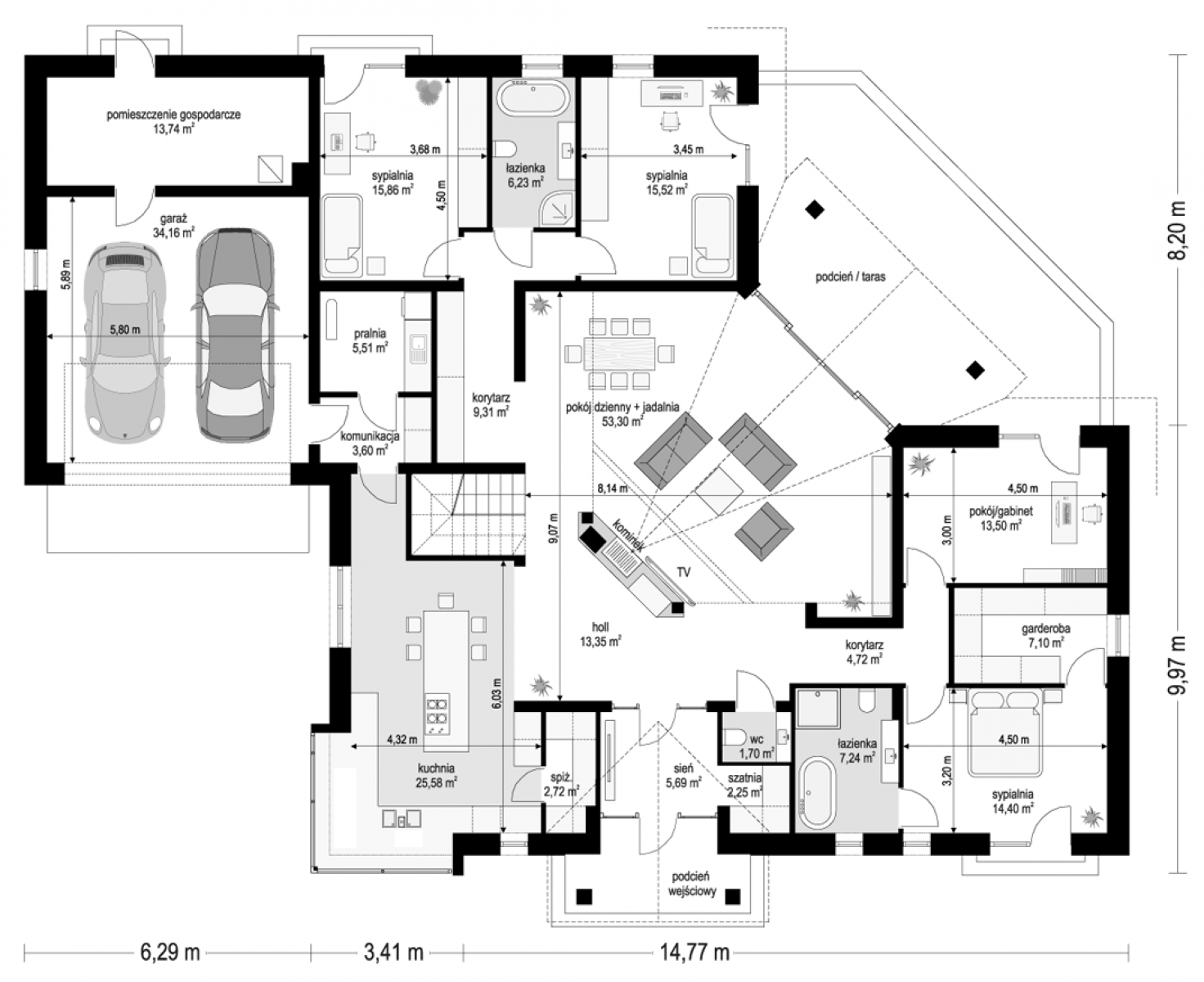 Willa Parkowa 6 modern B - rzut Parter