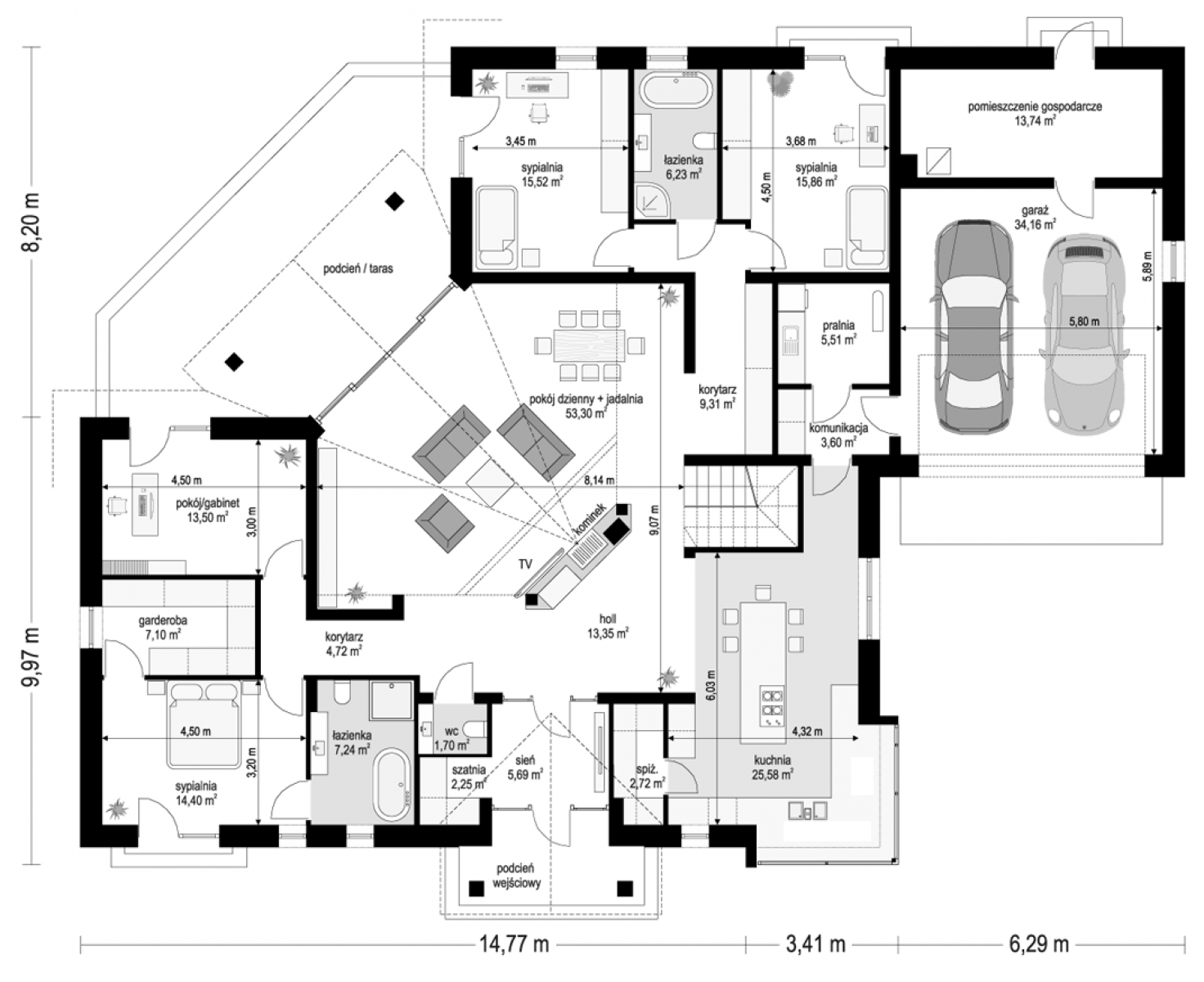 Willa Parkowa 6 modern B - rzut Parter