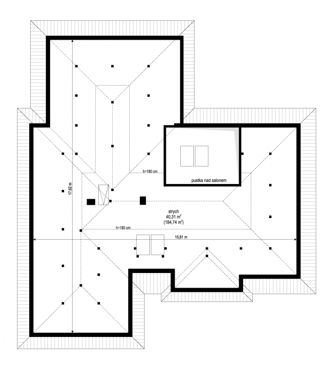 Willa Parterowa 3 wariant B - rzut Strych