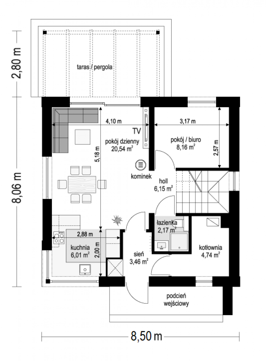 Przyjemny 3 - rzut Parter